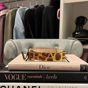 BROWN VERSACE LOGO BELT